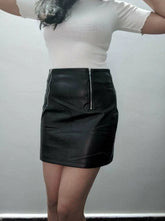 Shrimp Skin Summer New Short Skirt A- Line Imitation Leather Skirt Skirt Zipper Women's Skirt Hip Skirt One-Step Skirt